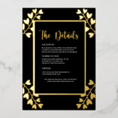 Herzliche Blume auf der Black Gold Details Card Folieneinladung (Vorderseite)