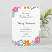 Herzliche Blume Einladung Hochzeit (Stehend Vorderseite)