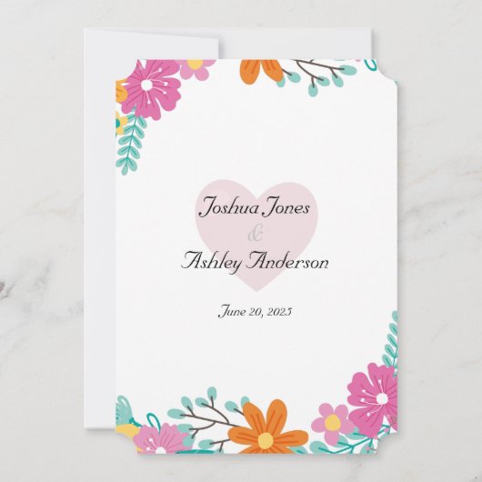 Herzliche Blume Einladung Hochzeit (Rückseite)