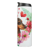 Herzliche Dackel Paar in Wasserfarbe Thermosbecher (Nach rechts gedreht)