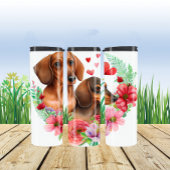 Herzliche Dackel Paar in Wasserfarbe Thermosbecher