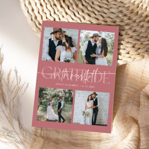 Herzliche Dankbarkeit Hochzeit Mehrfachfoto Rosa Dankeskarte
