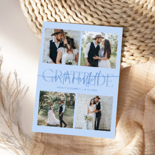Herzliche Dankbarkeit Hochzeit Multi-Foto Eisblau Dankeskarte