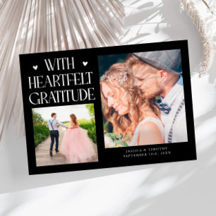 Herzliche Dankbarkeit Schwarze Hochzeit Multi-Foto Dankeskarte