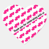 Herzliche Dankeschön für die Feier mit uns Herz-Aufkleber (Vorderseite)