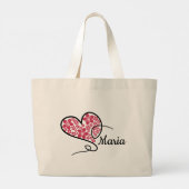 Herzliche Eleganz: Doodle & Floral Large Tote Bag Jumbo Stoffbeutel (Rückseite)