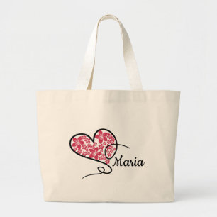 Herzliche Eleganz: Doodle & Floral Large Tote Bag Jumbo Stoffbeutel