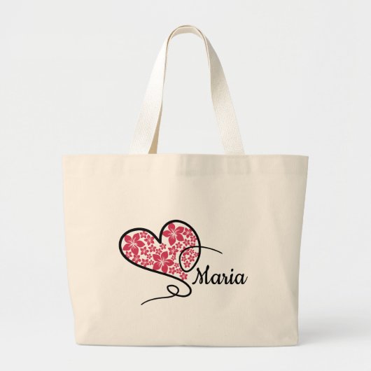 Herzliche Eleganz: Doodle & Floral Large Tote Bag Jumbo Stoffbeutel (Vorne)