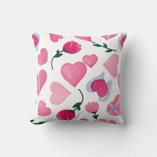 Herzliche Embrase: Tulips und Liebe-Symbole Kissen (Vorderseite)