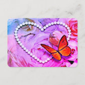 Herzliche florale Rosa Schmetterling Hochzeitsgäst Begleitkarte (Rückseite)