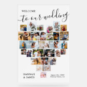 Herzliche FotoCollage 29 Pic White Wedding Willkom Acrylschild (Vorderseite)