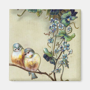 Herzliche Glückwunsch-Vintage Vögel Magnet