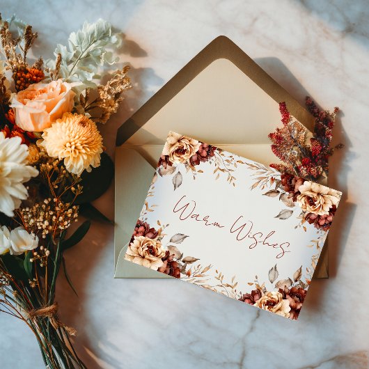 Herzliche Grüße Herbst-Blumenrahmenkarte Karte