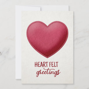 Herzliche Grüße Rotes Filzherz Valentinstag Feiertagskarte