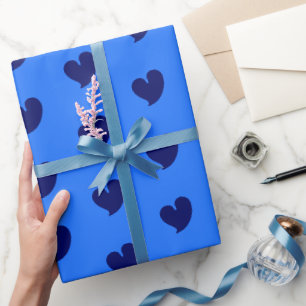 Herzliche Herzen - Marineblau und Blau - Geschenkpapier