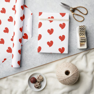 Herzliche Herzen - Rot und Weiß - Geschenkpapier