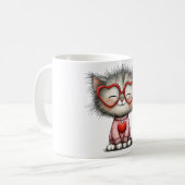 Herzliche Kaffeetasse mit Design einer Katze (Vorderseite Links)