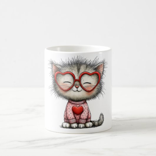 Herzliche Kaffeetasse mit Design einer Katze (Mittel)