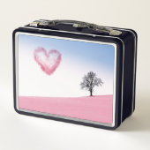 Herzliche Liebe Valentinstag Hintergrund Tree Para Metall Brotdose (Rückseite)