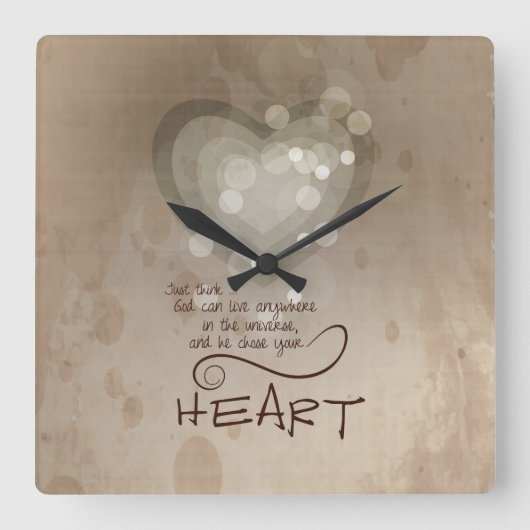 Herzliche religiöse Ermutigung, Grunge Quadratische Wanduhr (Vorderseite)