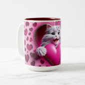 Herzliche Sips: Liebe in einer WM-Valentinin-Tasse Zweifarbige Tasse (Vorderseite Links)