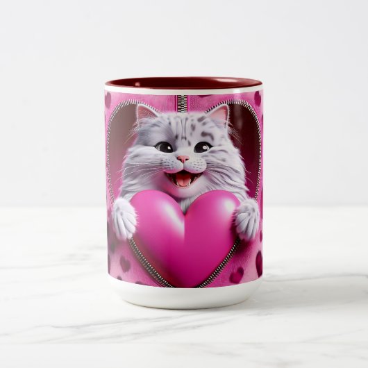 Herzliche Sips: Liebe in einer WM-Valentinin-Tasse Zweifarbige Tasse (Mittel)