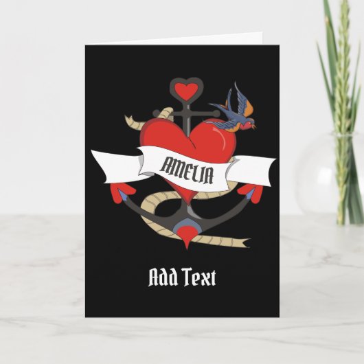 Herzliche Tattoo mit individuellem Namen. Karte (Vorderseite)