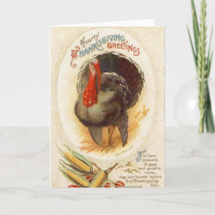 Herzliche Thanksgiving-Grüße Vintage-Grußkarte Feiertagskarte