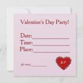 Herzliche Valentine Party Einladung (Rückseite)