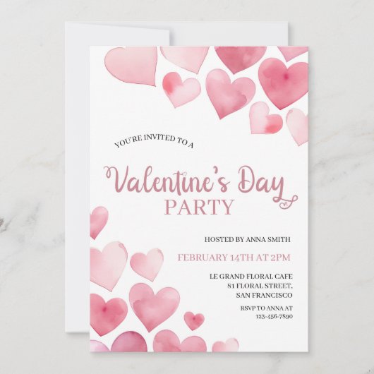 Herzliche Valentinstag-Party Einladung (Vorderseite)