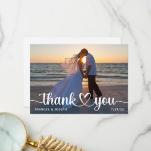 Herzliche Verbundenheit Hochzeitsfoto Dankeskarte