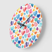 Herzliche Wasserfarbe Niedliche Liebe Romantisch Große Wanduhr (Winkel)