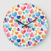 Herzliche Wasserfarbe Niedliche Liebe Romantisch Große Wanduhr (Vorderseite)