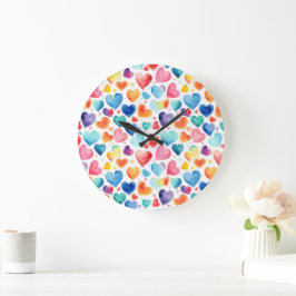 Herzliche Wasserfarbe Niedliche Liebe Romantisch Große Wanduhr