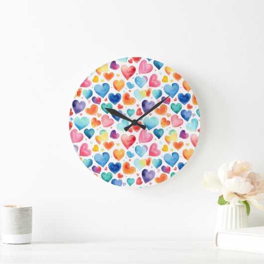 Herzliche Wasserfarbe Niedliche Liebe Romantisch Große Wanduhr (Zuhause)