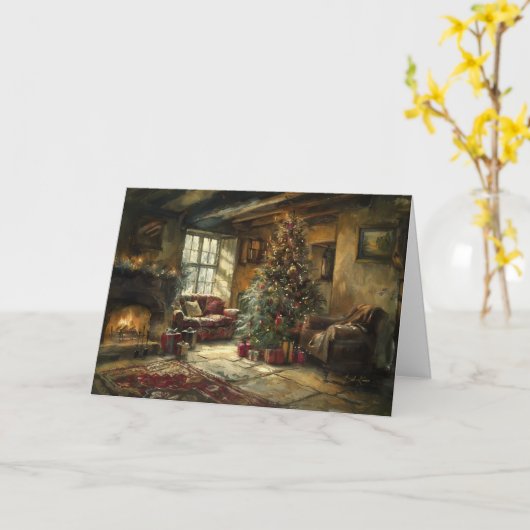 Herzliche Wünsche für ein frohes Weihnachtsfest Karte (Gelbe Blume)