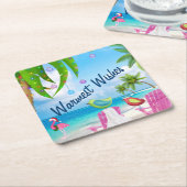 Herzliche Wünsche Niedliche Vögel Strand Weihnacht Rechteckiger Pappuntersetzer (angewinkelt)