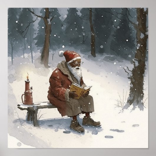 Herzliche Wünsche Schwarzer Weihnachtsmann auf der Poster (Vorne)