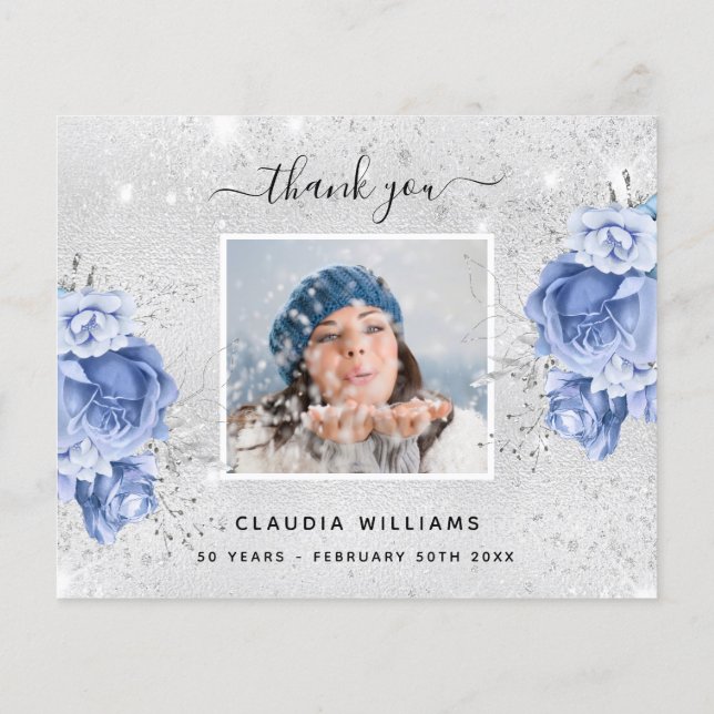 Herzlichen Dank an das Silberblaue Foto zum Geburt (Rückseite)