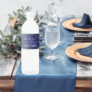 Herzlichen Dank der Hochzeit der blauen Glitzern Wasserflaschenetikett