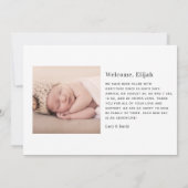 Herzlichen Dank Foto Geburtserklärung Einladung (Rückseite)