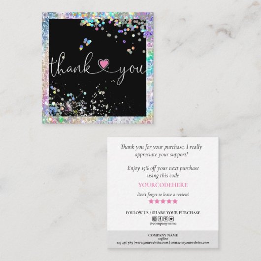 Herzlichen Dank für Ihre Bestellung Quadratische Visitenkarte (Vorne/Hinten)