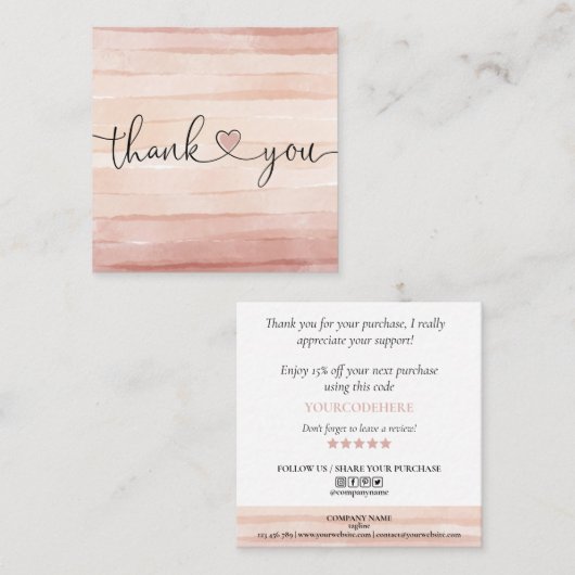 Herzlichen Dank für Ihre Bestellung Quadratische Visitenkarte (Vorne/Hinten)