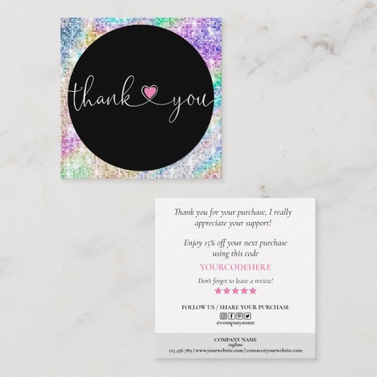 Herzlichen Dank für Ihre Bestellung Quadratische Visitenkarte (Vorne/Hinten)