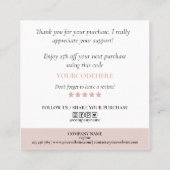 Herzlichen Dank für Ihre Bestellung Quadratische Visitenkarte (Rückseite)