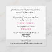 Herzlichen Dank für Ihre Bestellung Quadratische Visitenkarte (Rückseite)