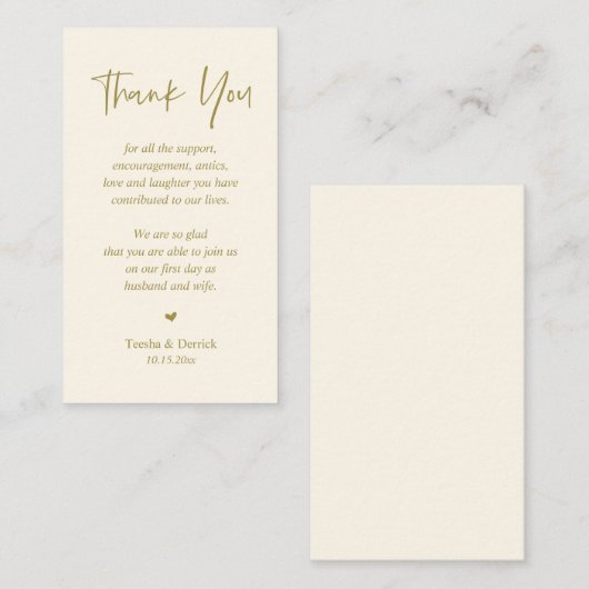 Herzlichen Dank für Ihre Hochzeit, Retro Gold Begleitkarte (Vorne/Hinten)