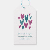 Herzlichen Dank Herzens Aquamarin Magenta Geschenkanhänger (Rückseite)