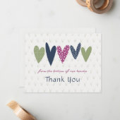 Herzlichen Dank Ihnen Hearts Avocado Magenta Mitteilungskarte (Vorderseite/Rückseite Beispiel)