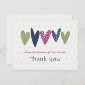 Herzlichen Dank Ihnen Hearts Avocado Magenta Mitteilungskarte (Vorne/Hinten)